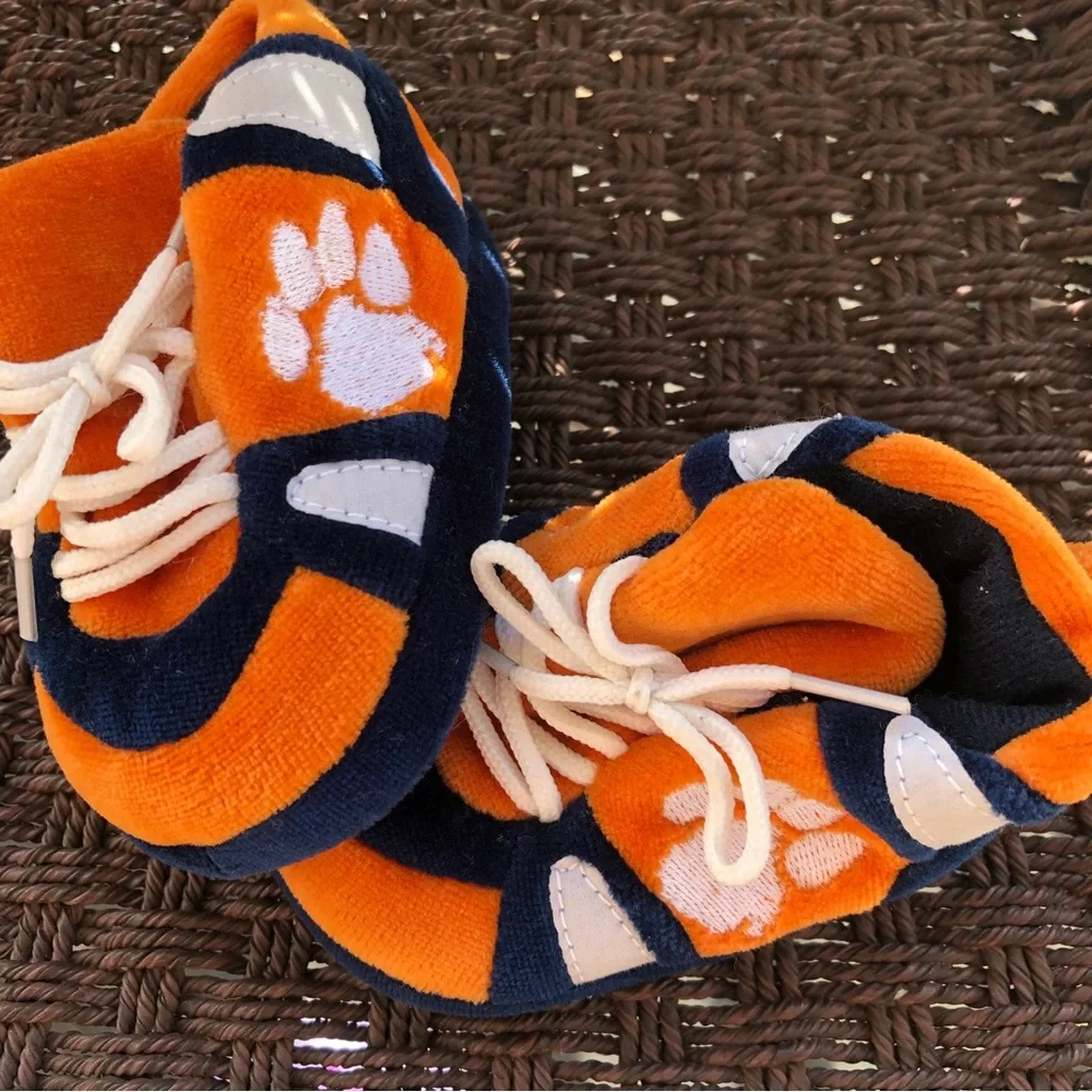 Baby shoes orange blue tiger paw clemson